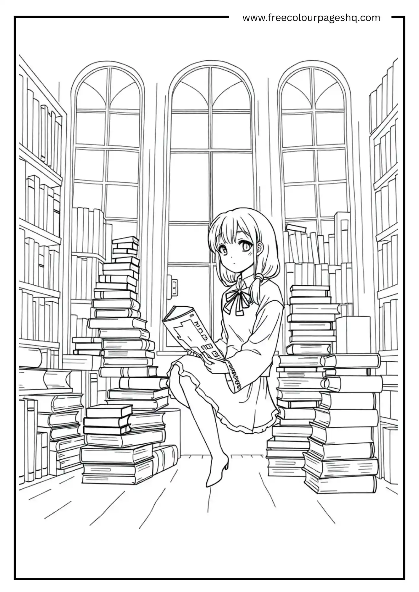 Anime Girl in Library