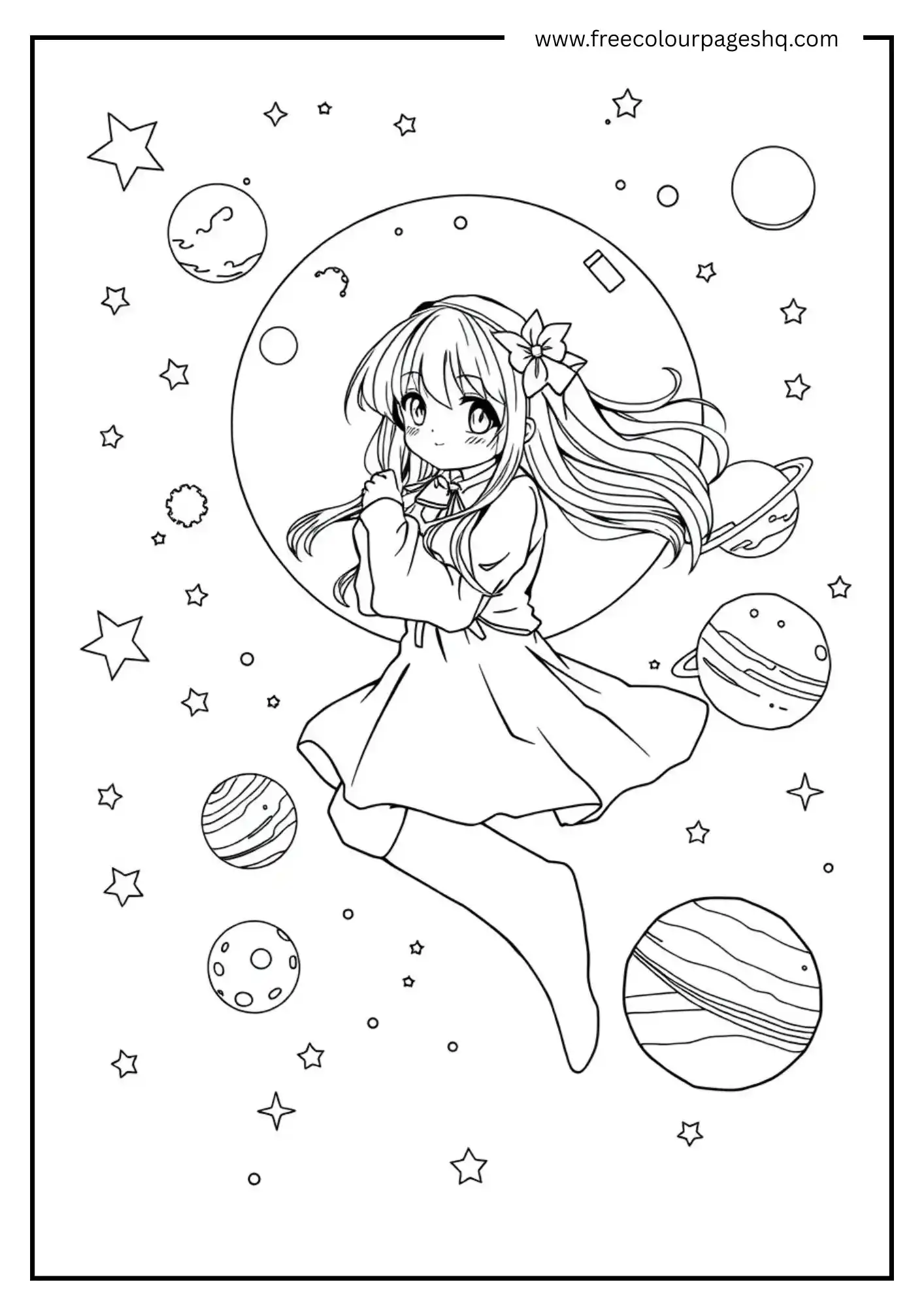 Anime Girl in Night Sky