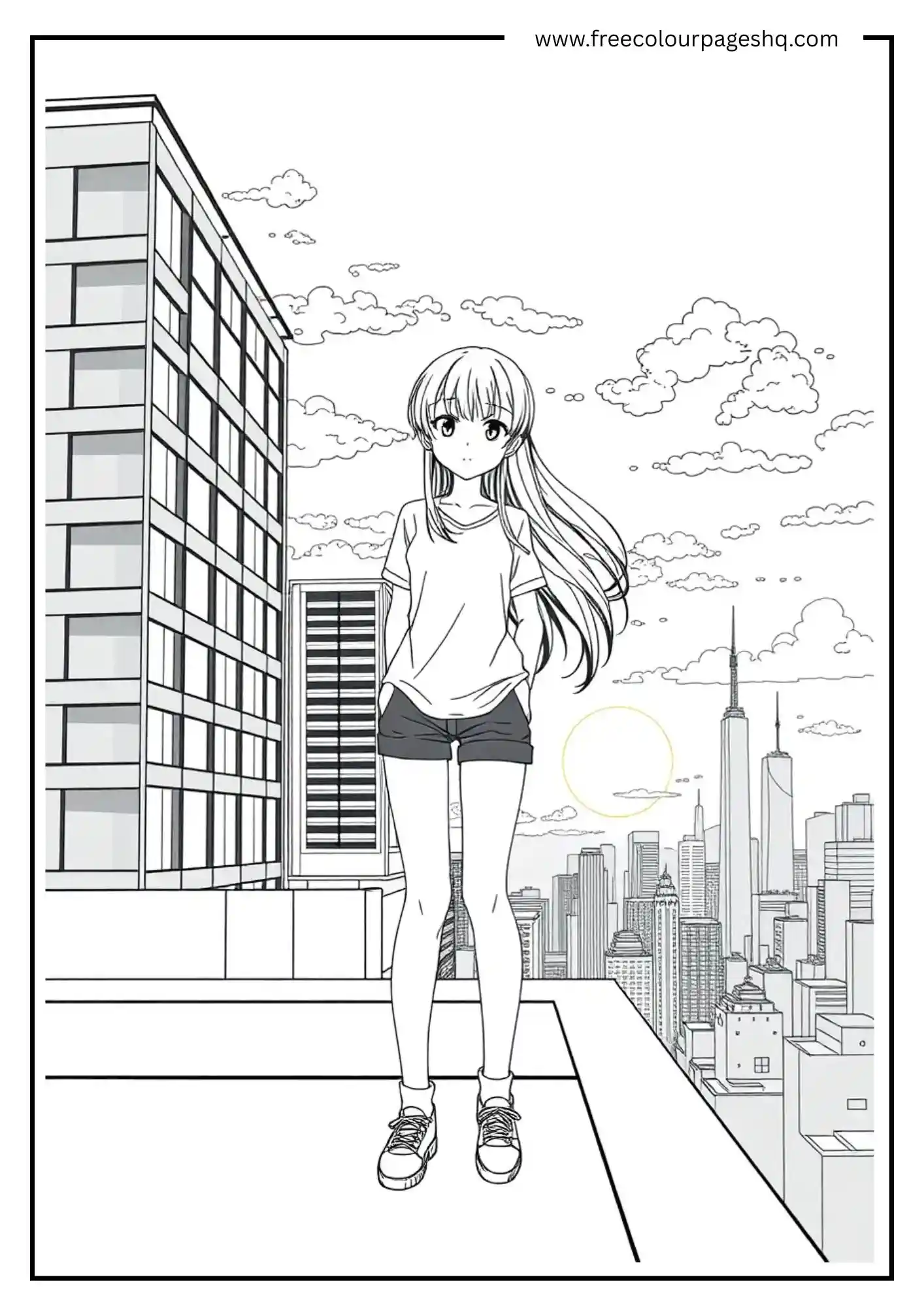 Anime Girl on Rooftop