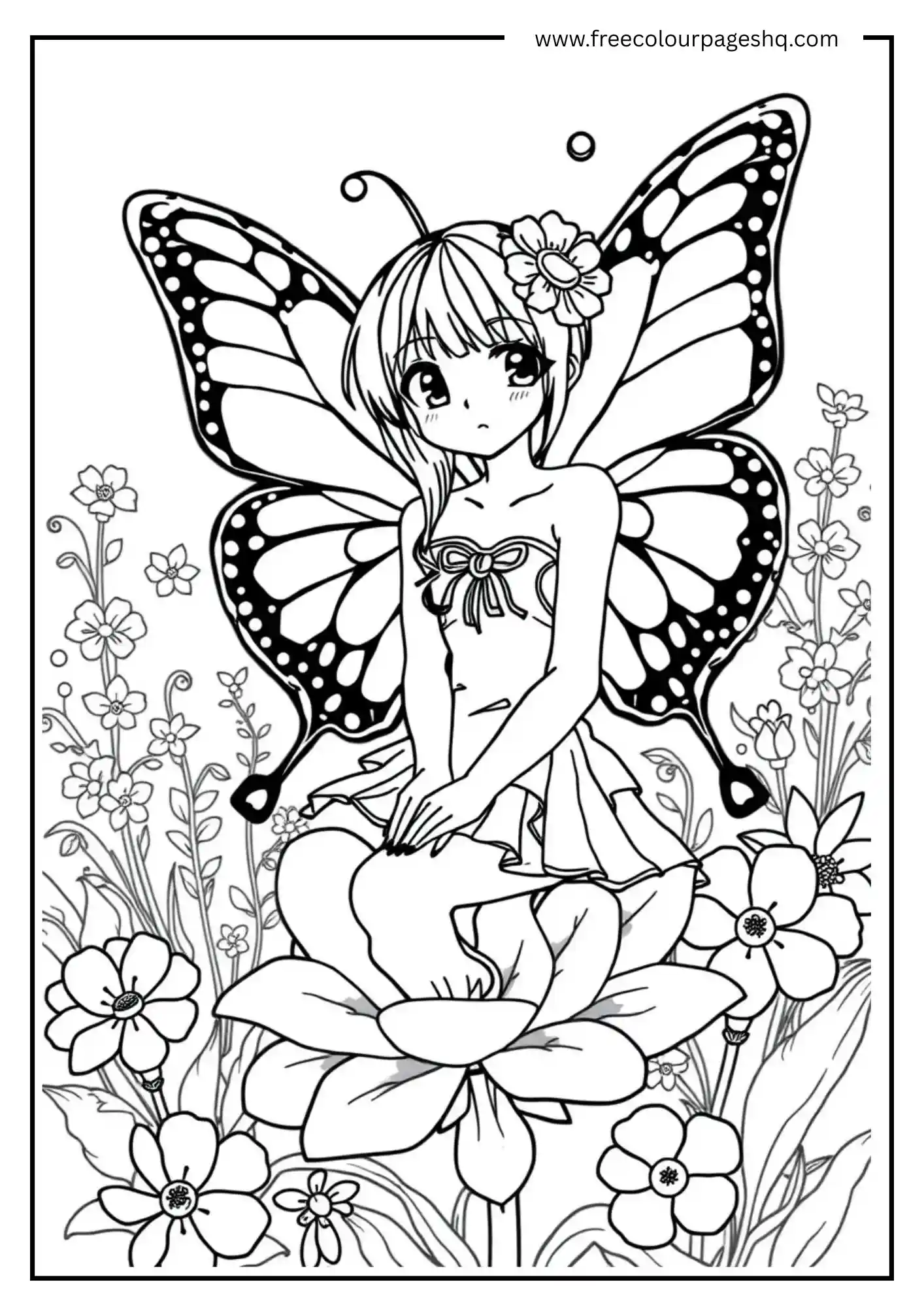 Anime Girl with Butterfly Wings