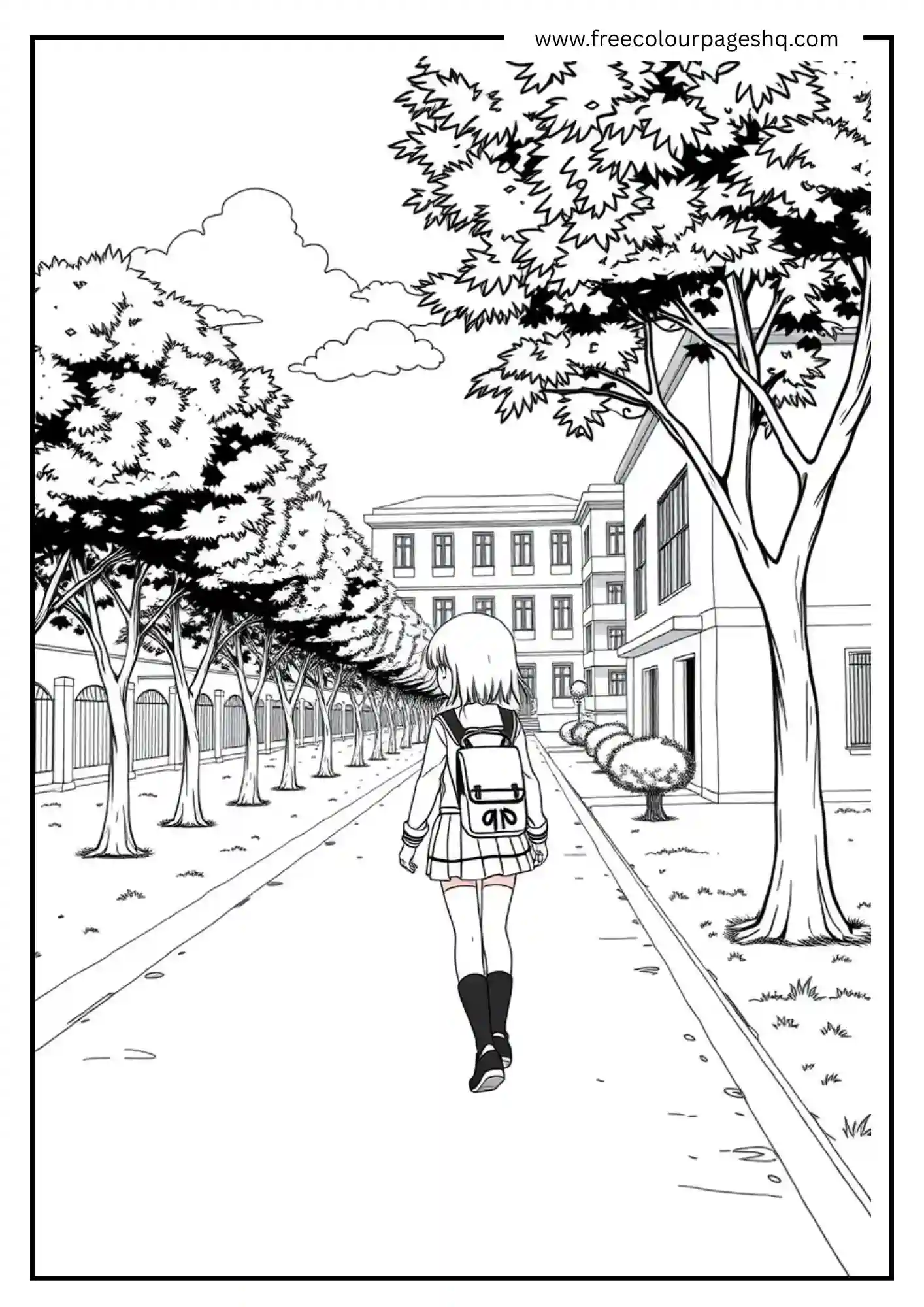 Anime School Girl Walking Home