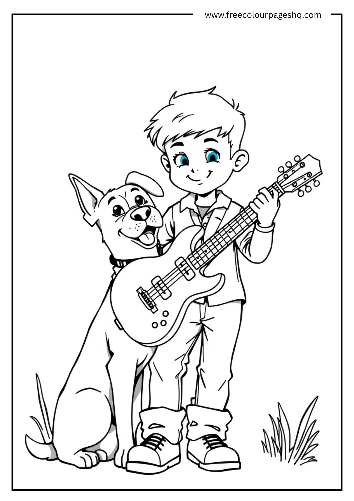 Boy With Guitar and Dog Boy With Guitar and Dog