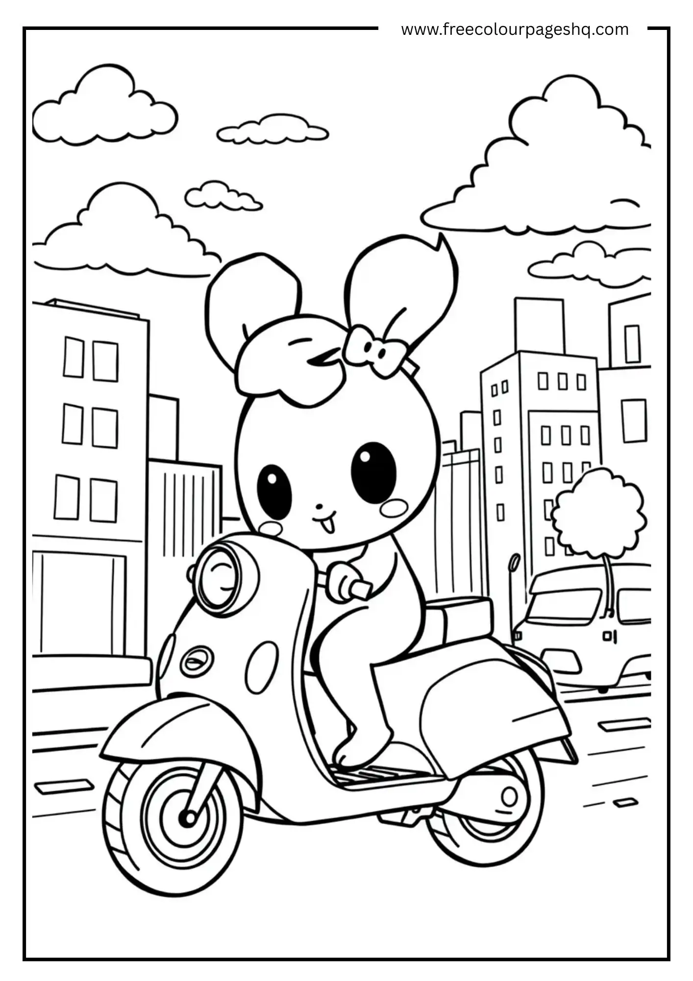 Cinnamoroll Riding a Scooter