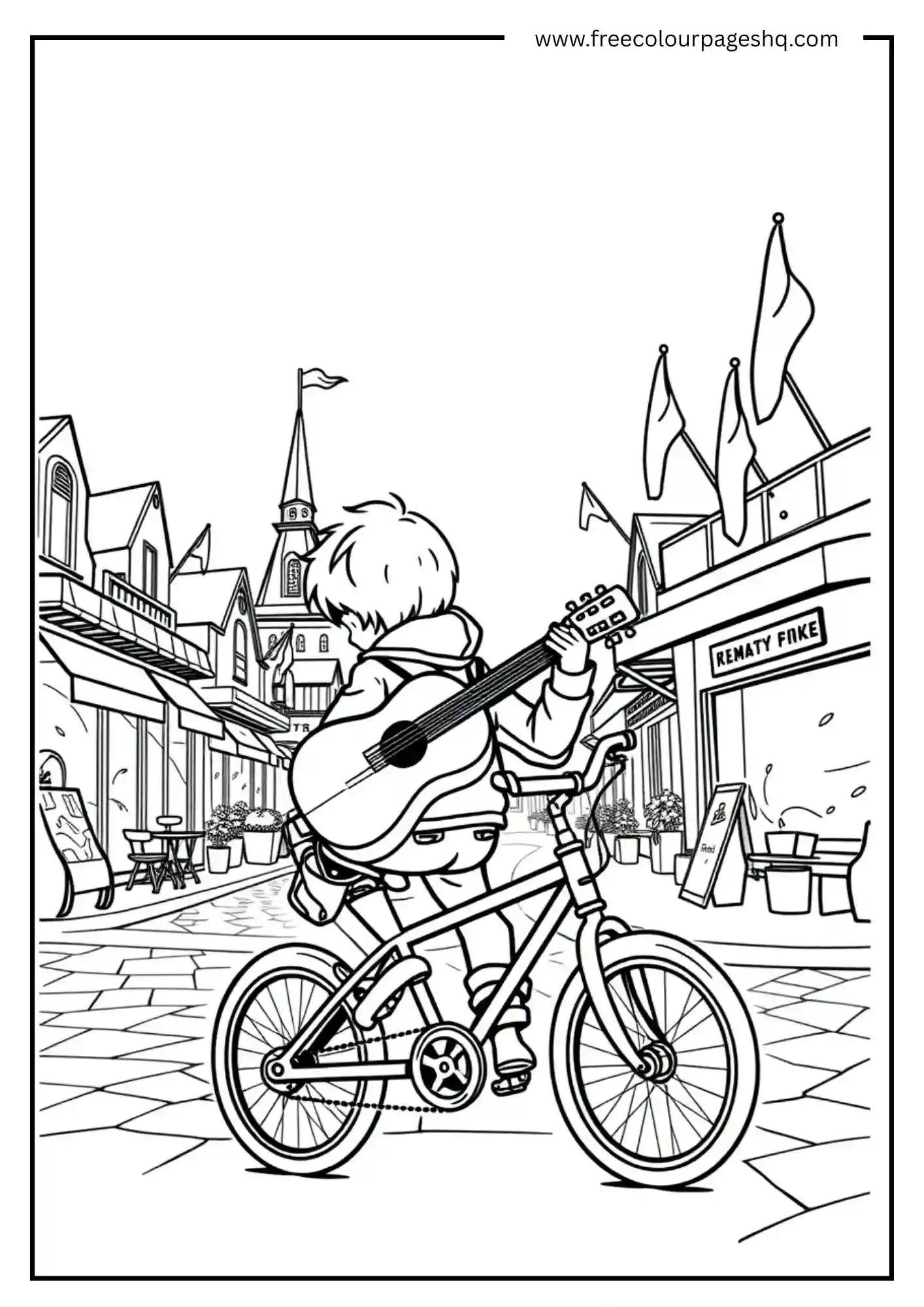 Guitarist Riding Bicycle Guitarist Riding Bicycle