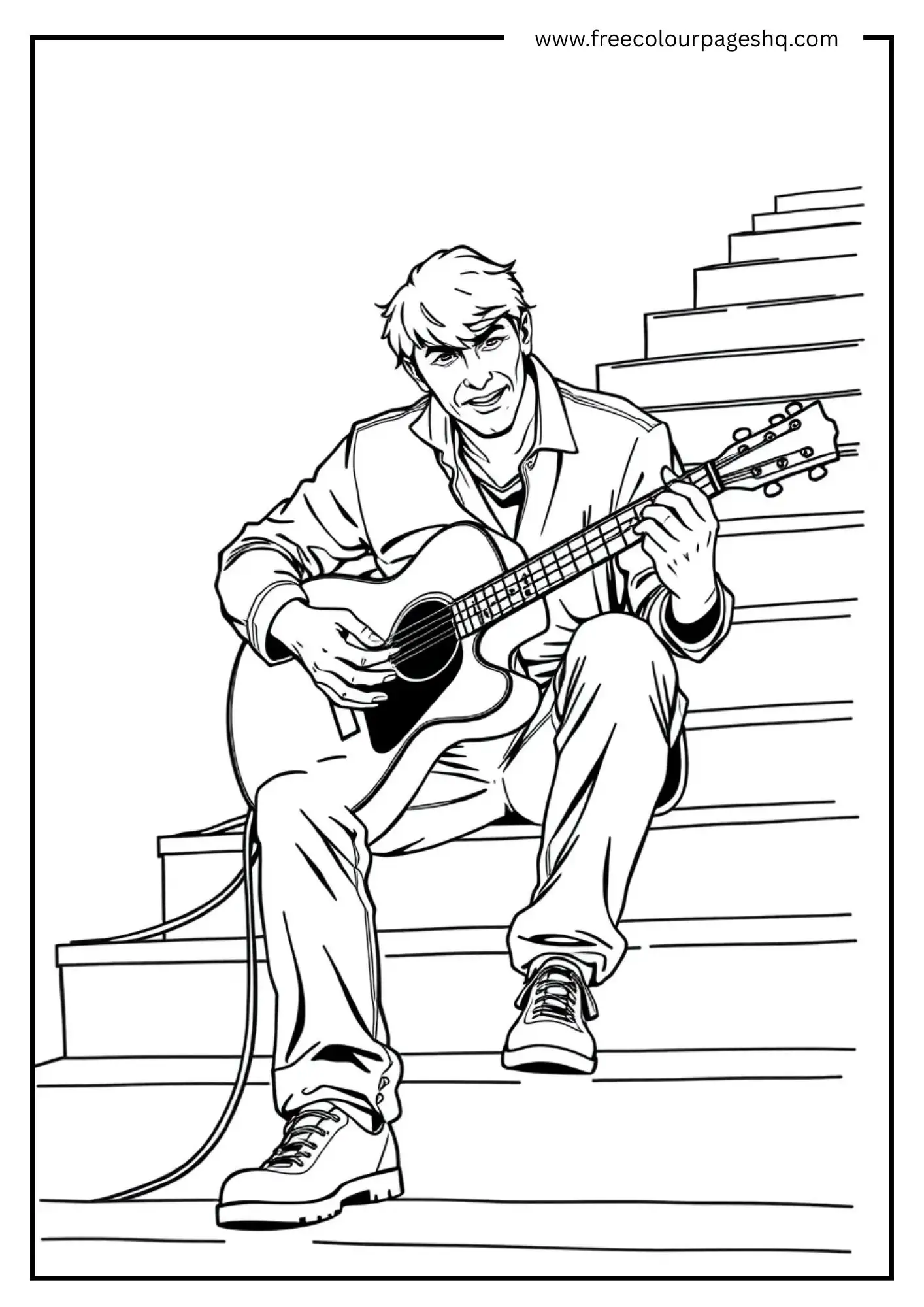 Guitarist Sitting on Stairs Guitarist Sitting on Stairs