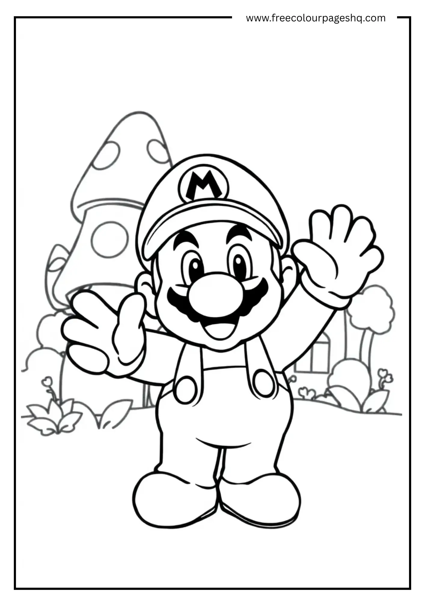 Mario Waving in Toad Village