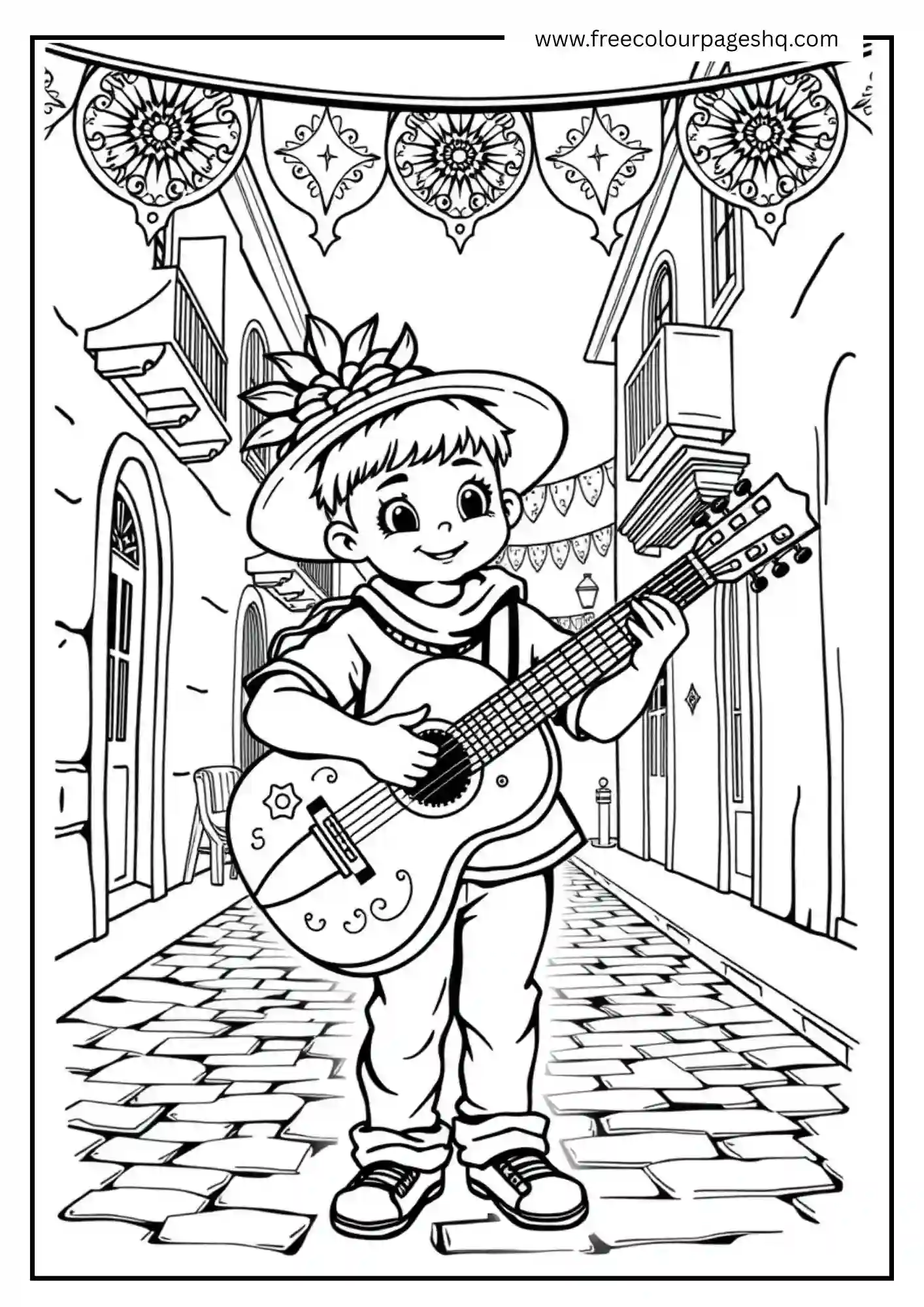 Musician With Traditional Guitar Musician With Traditional Guitar