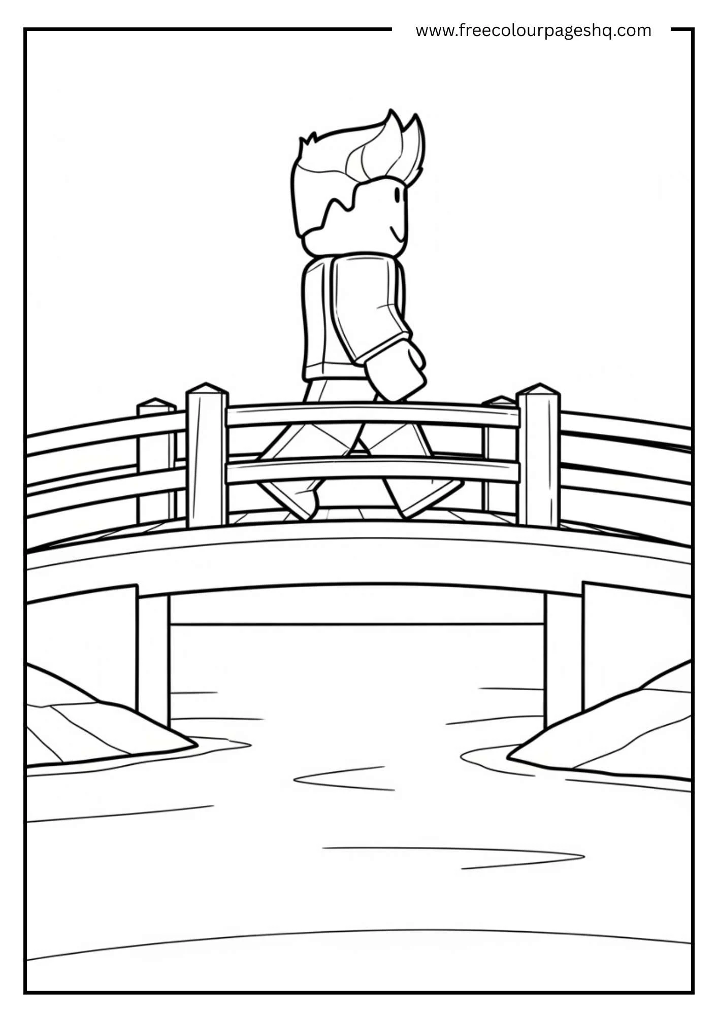 Bridge Walk Scene Coloring Page