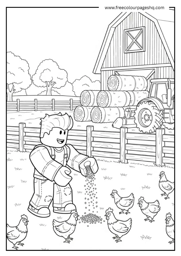 Farmyard Animal Scene Coloring Sheet