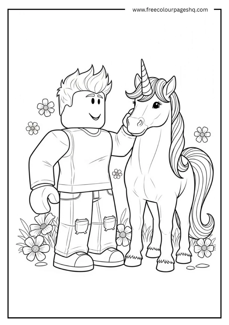 Roblox Unicorn Coloring Pages for Kids