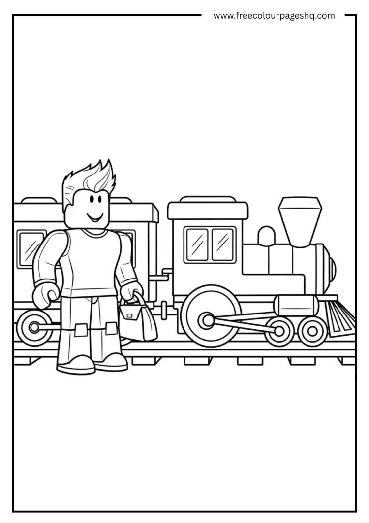 Train Station Waiting Coloring Page PDF