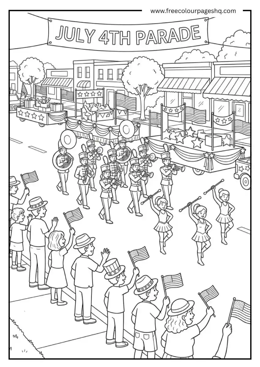 4th of July Parade Coloring Page