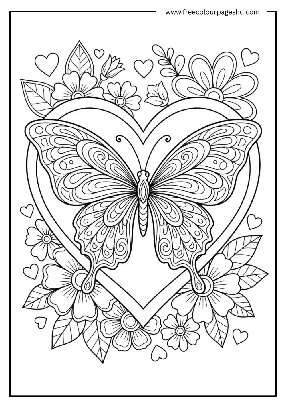 Butterfly Heart Coloring Page