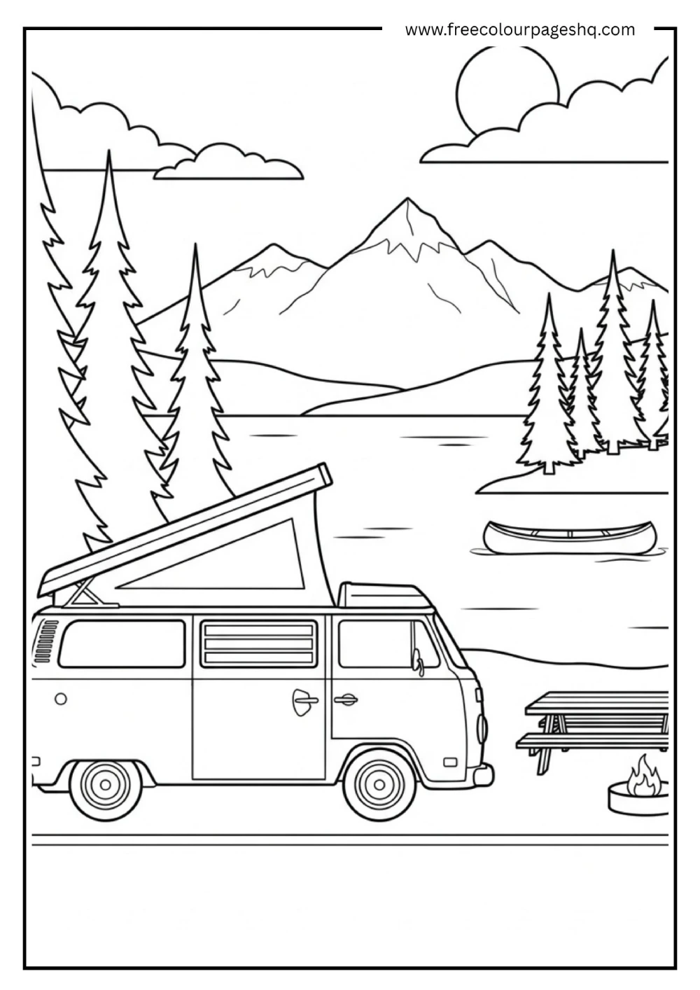 Camper Van Coloring Page