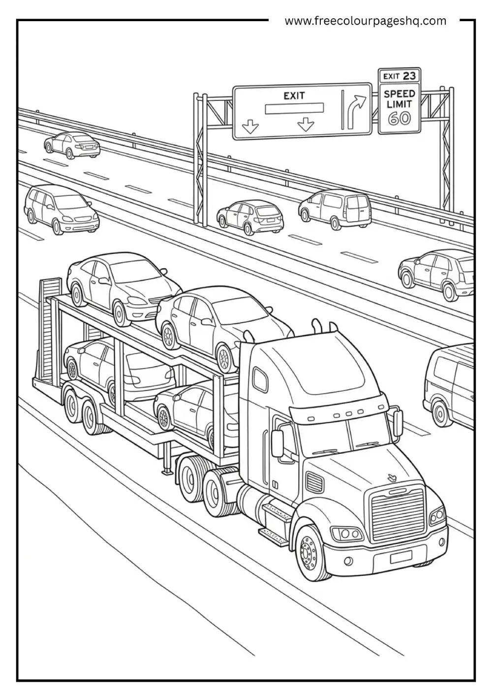 Car Transporter Truck Coloring Page
