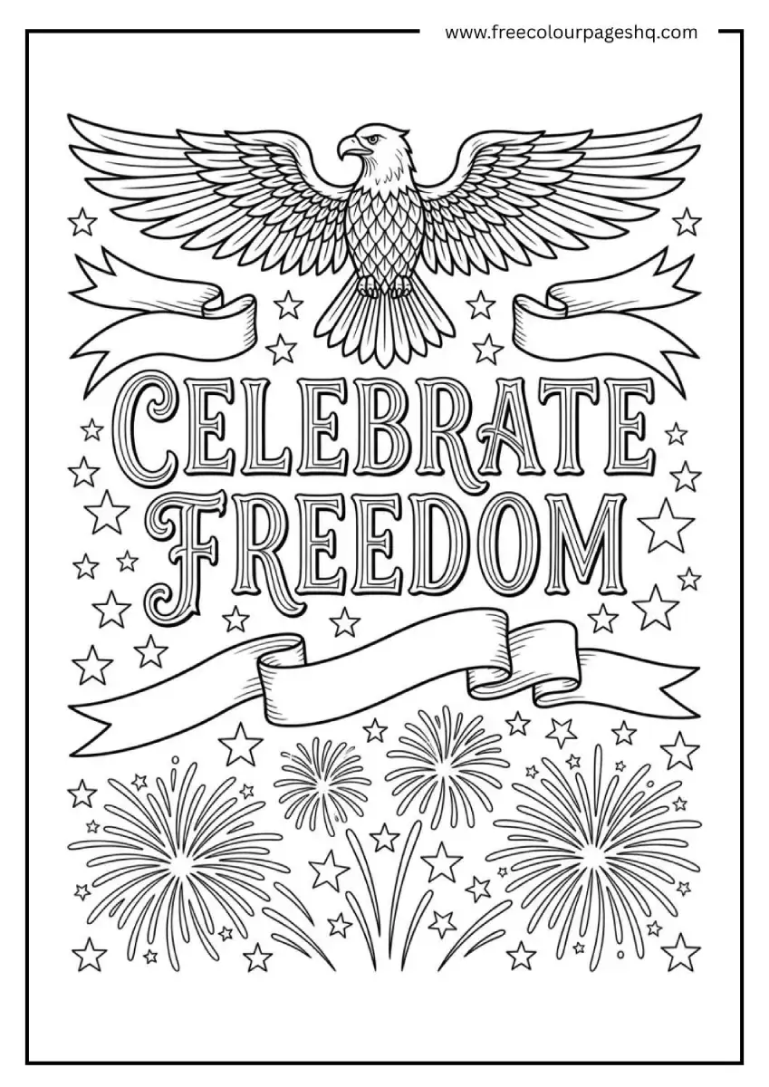 Celebrate Freedom 4th of July Coloring Page