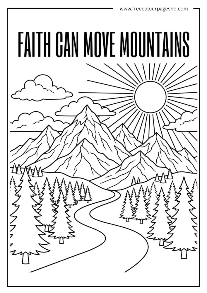 Faith Can Move Mountains Bible Verse Coloring Page