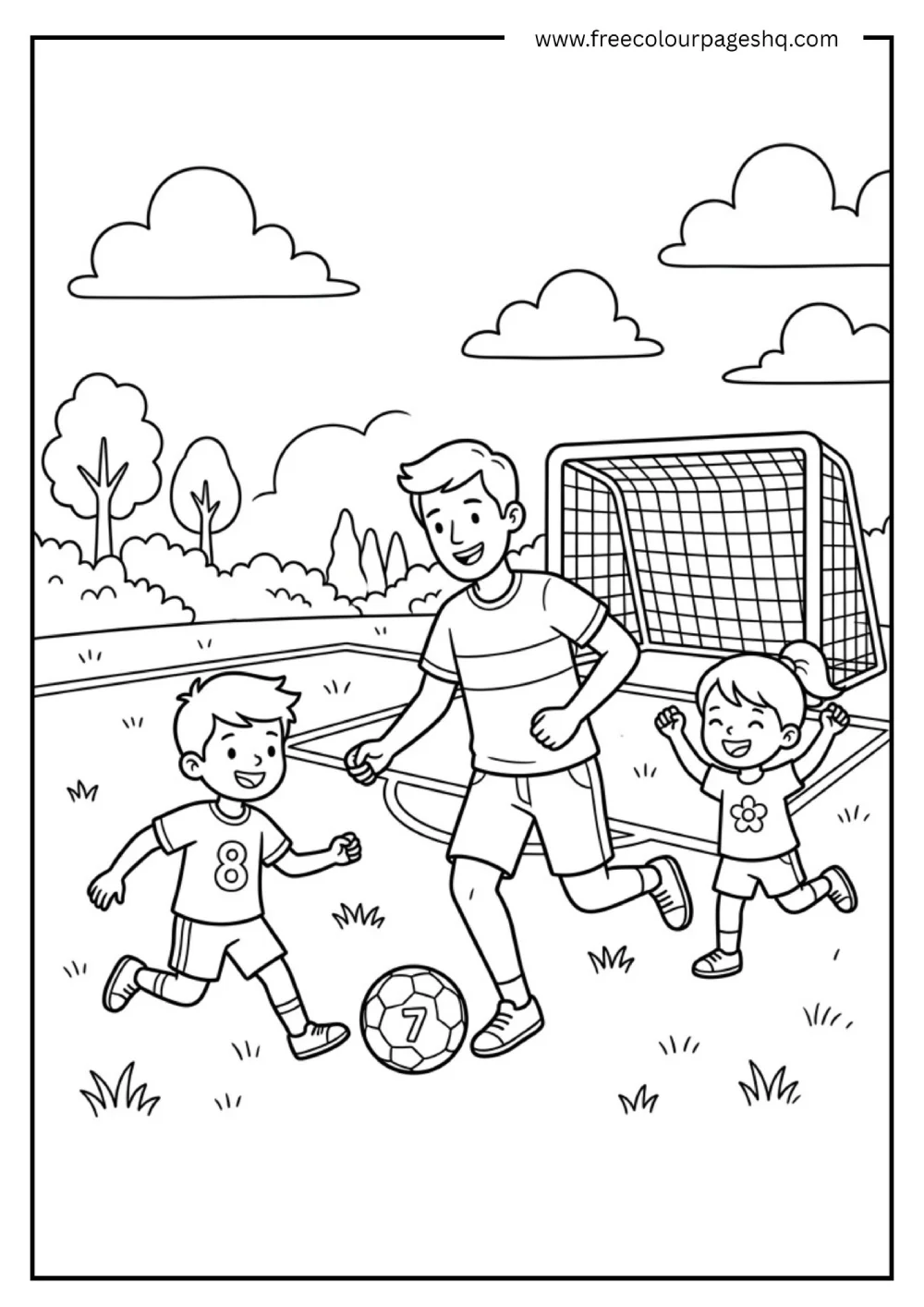 Father’s Day Coloring Page for Kids – Soccer Game Father’s Day Coloring Page for Kids – Soccer Game