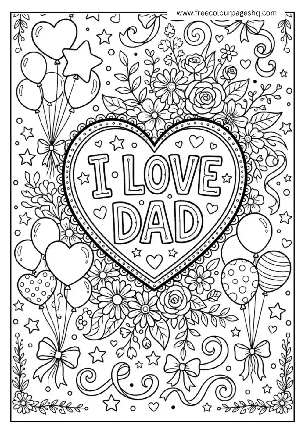 Father’s Day Coloring Sheet – I Love Dad Heart Design Father’s Day Coloring Sheet – I Love Dad Heart Design