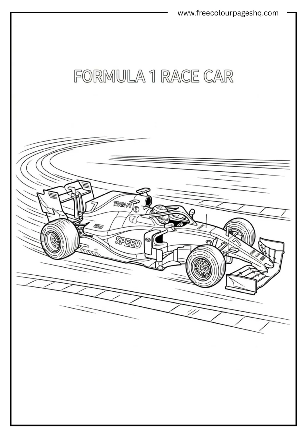 Formula 1 race car coloring page
