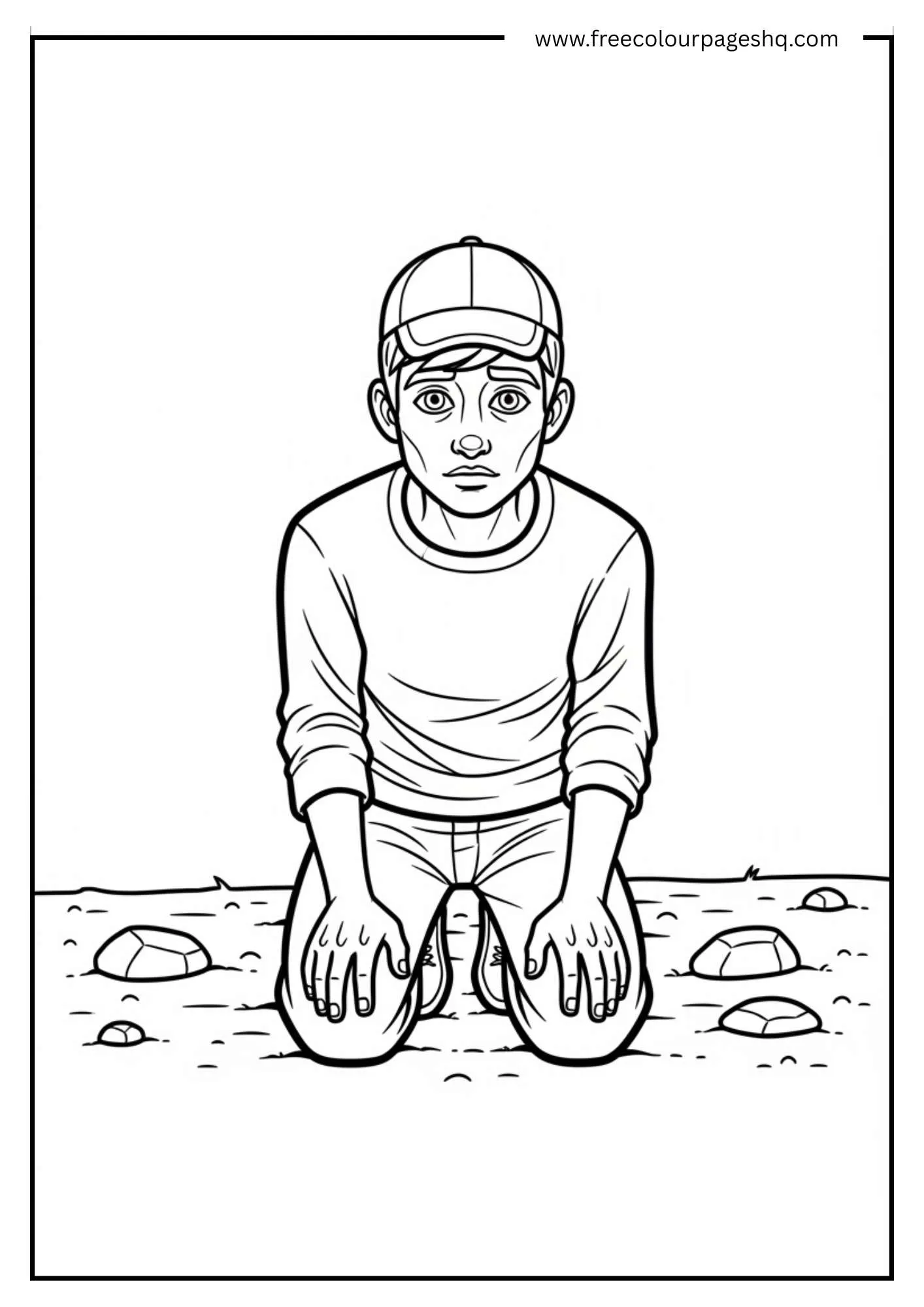 Fortnite Kneeling Ground Scene Coloring Sheet