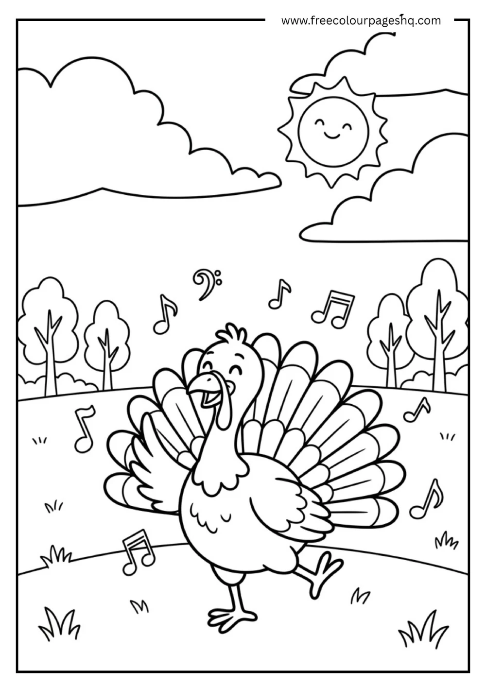 Funny Dancing Turkey Coloring Sheet