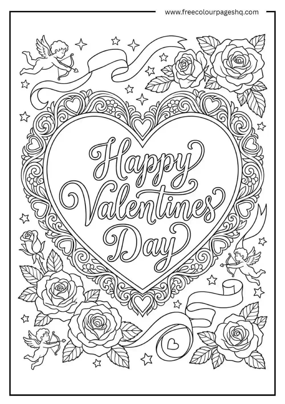 Happy Valentine Heart Coloring Page
