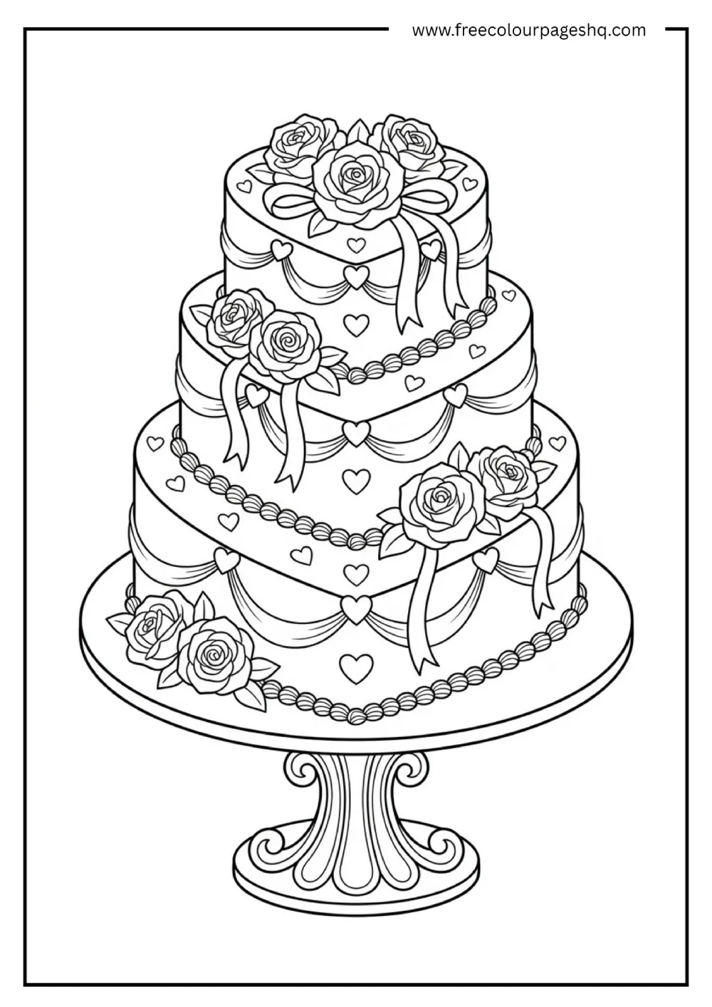 Heart Cake Coloring Page