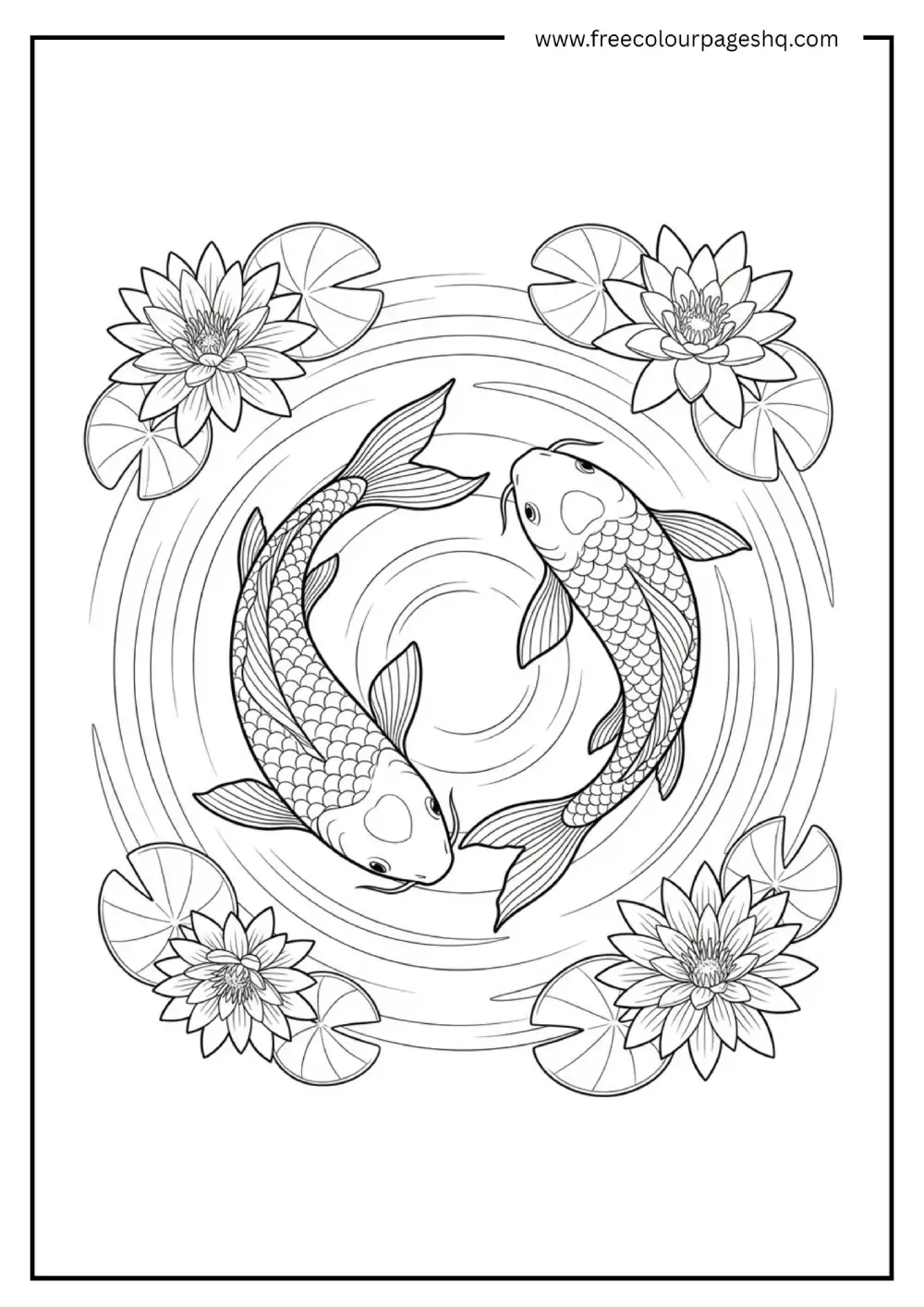 Heart Koi Fish Coloring Page