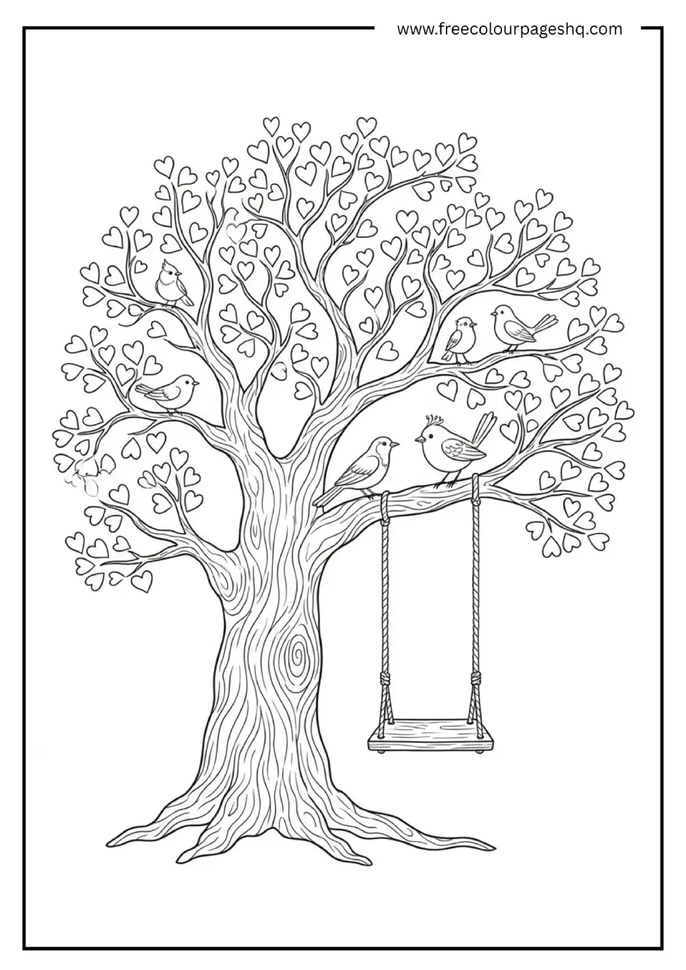 Heart Tree Coloring Page
