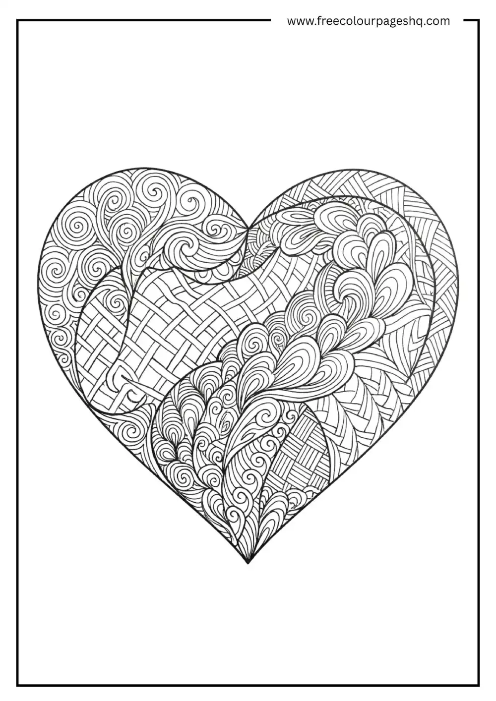 Heart Zentangle Coloring Page