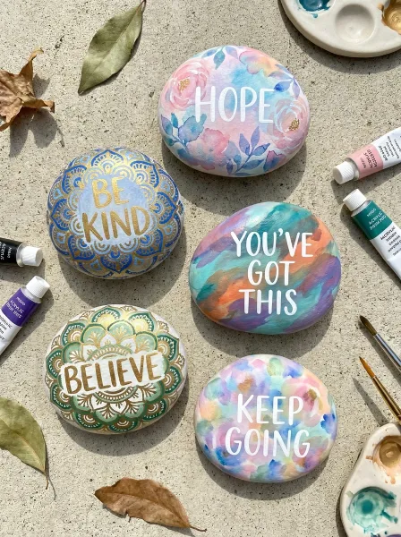 Inspirational Quote and Word Rock Painting Ideas