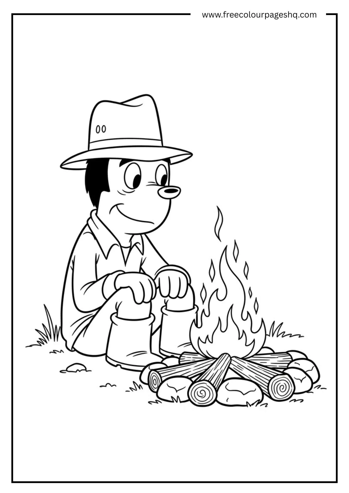 Jonesy Campfire Scene Coloring Page