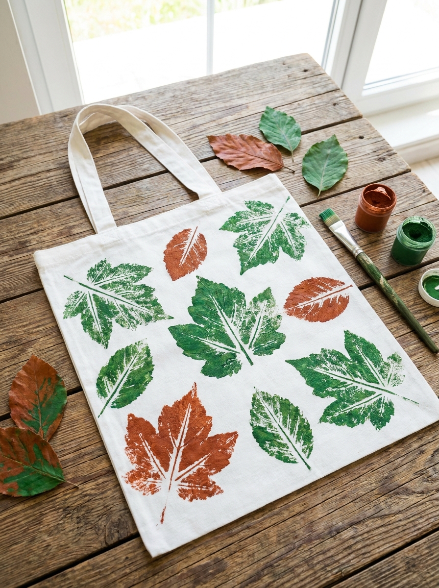 Leaf Print Tote Bag