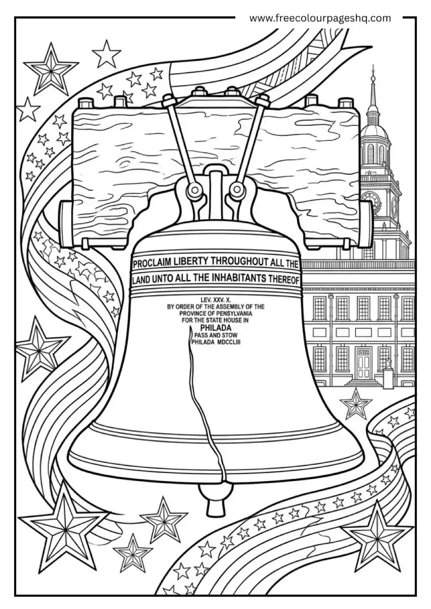 Liberty Bell Independence Day Coloring Page