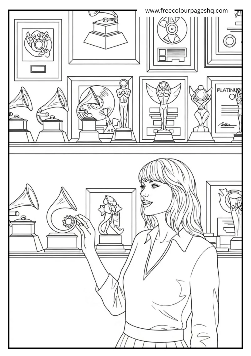 Looking at Awards Shelf Coloring Sheet Looking at Awards Shelf Coloring Sheet