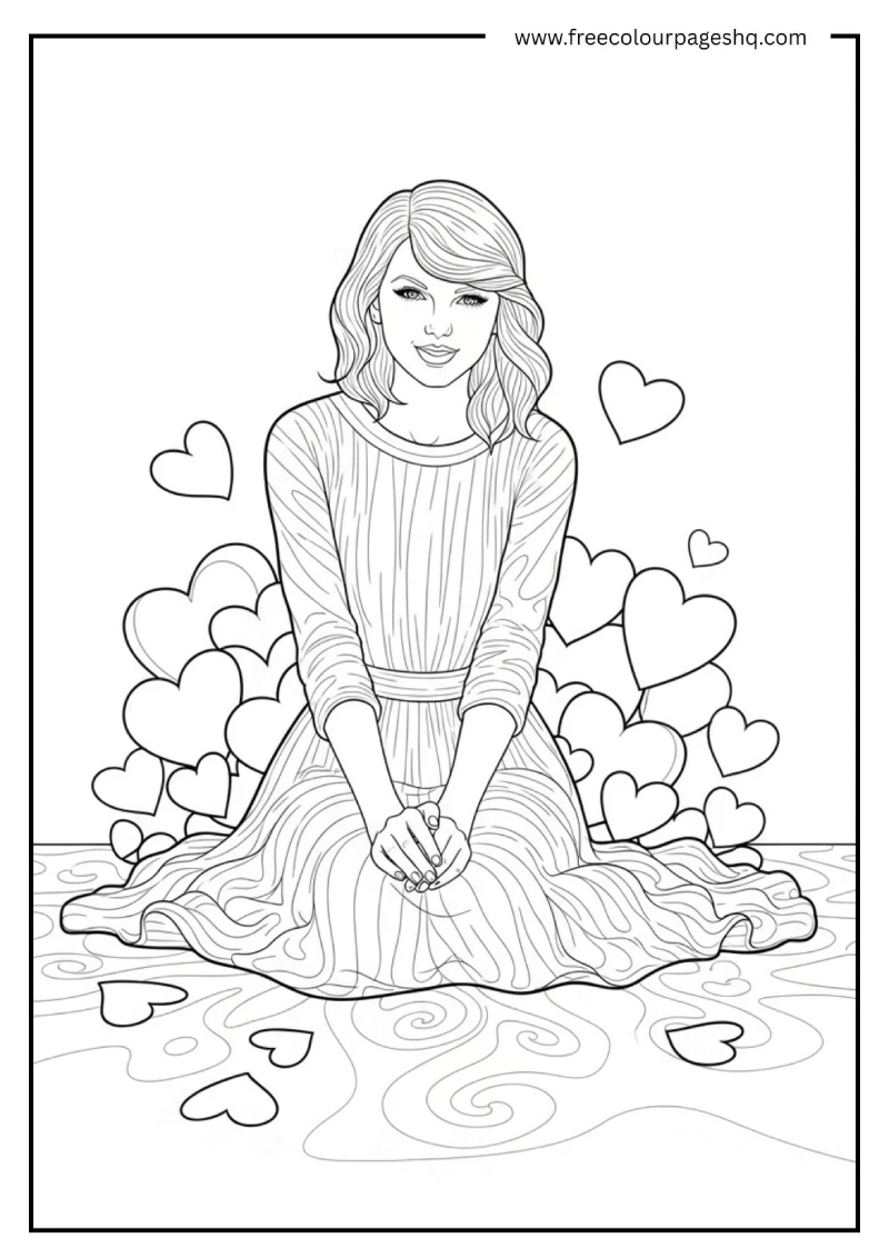 Lover Heart Theme Scene Coloring Page Lover Heart Theme Scene Coloring Page