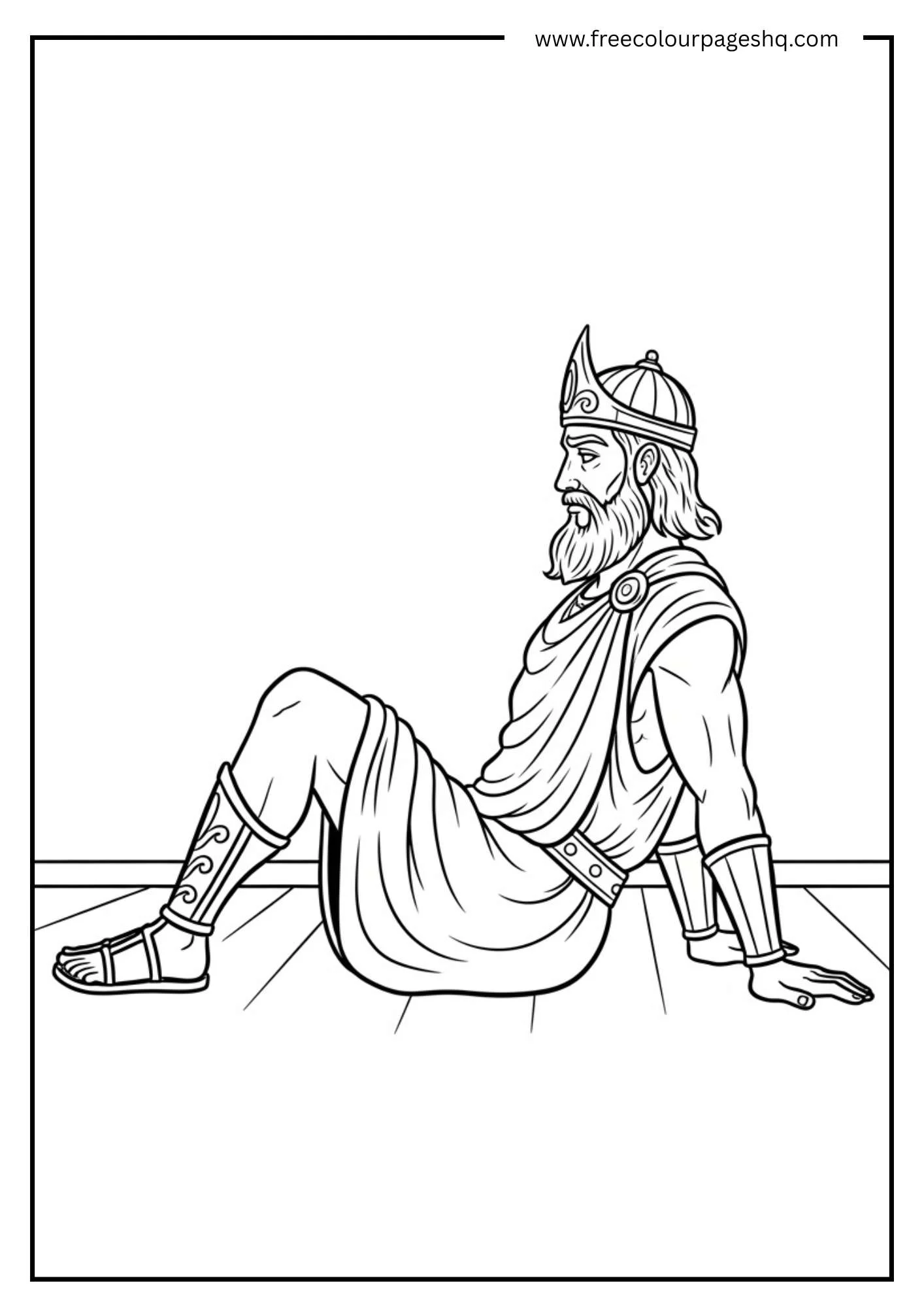 Midas Sitting Relax Scene Coloring Page