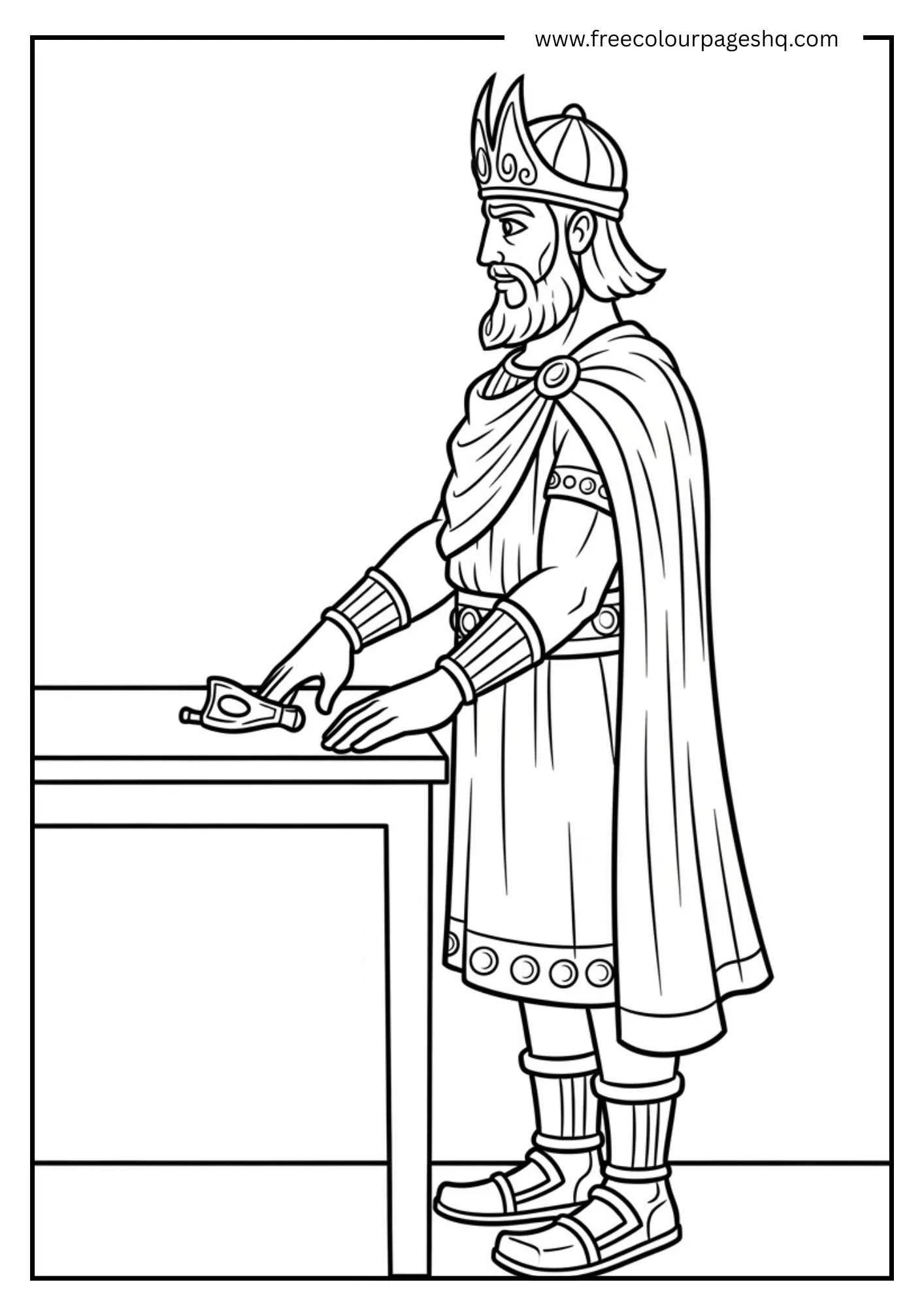 Midas Standing Near Table Coloring Sheet