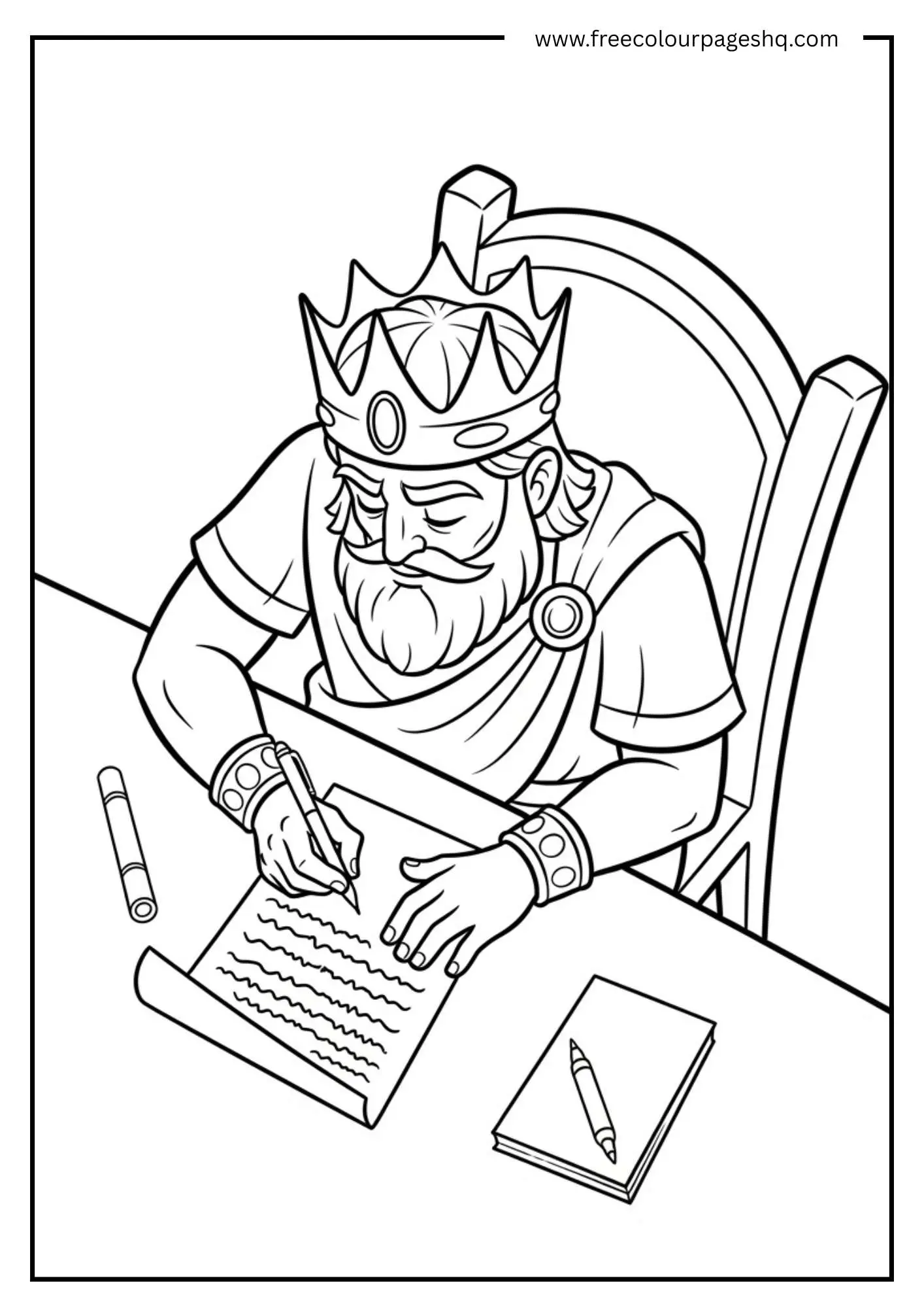 Midas Table Writing Scene Coloring Page
