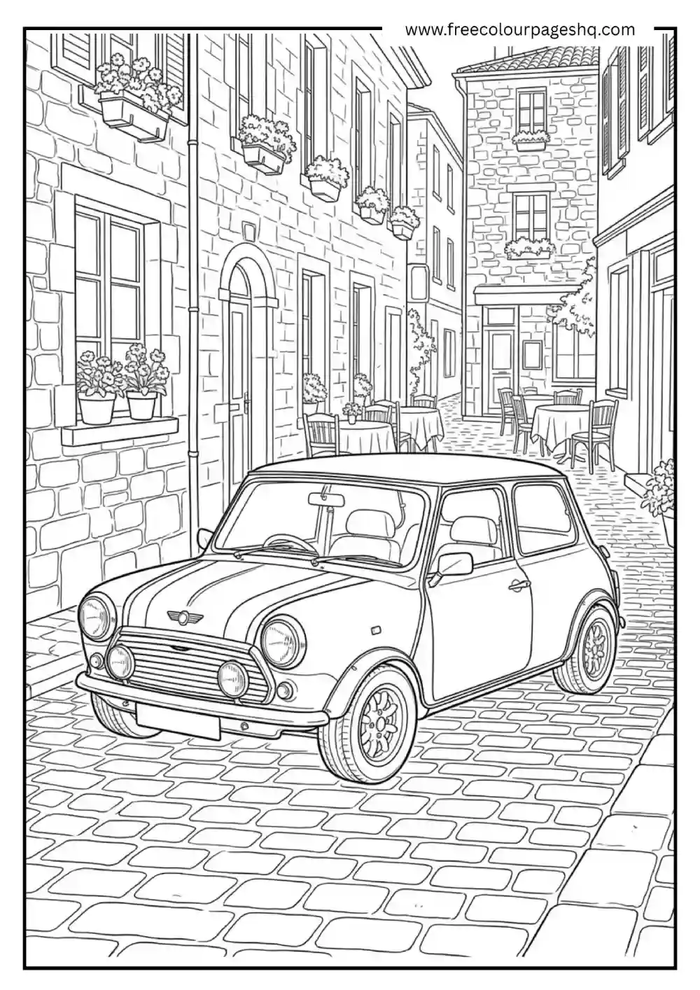 Mini Cooper Car Coloring Page