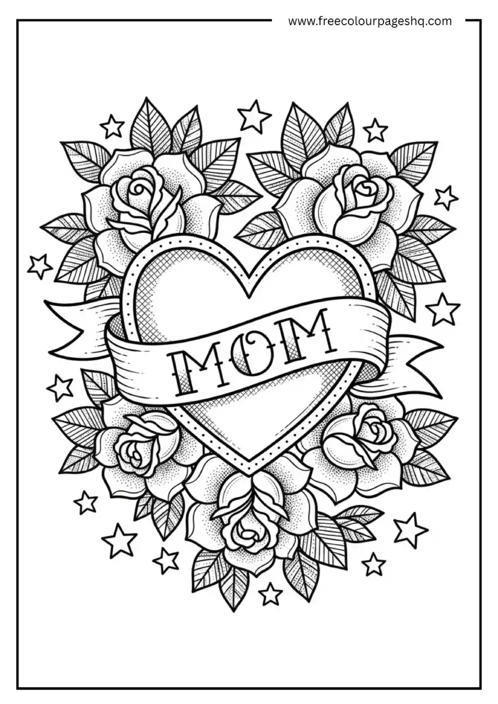 Mom Heart Tattoo Coloring Page