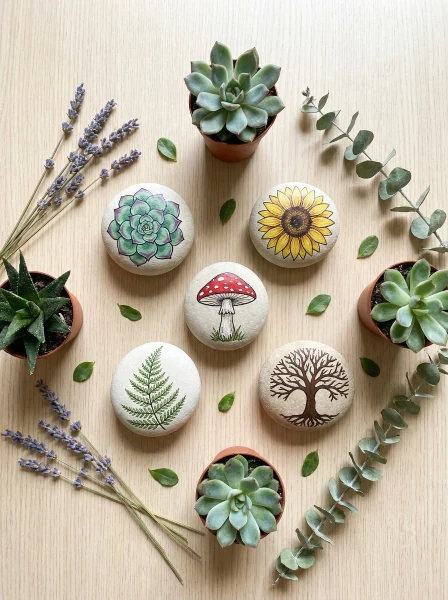 Nature and Botanical Rock Painting Ideas