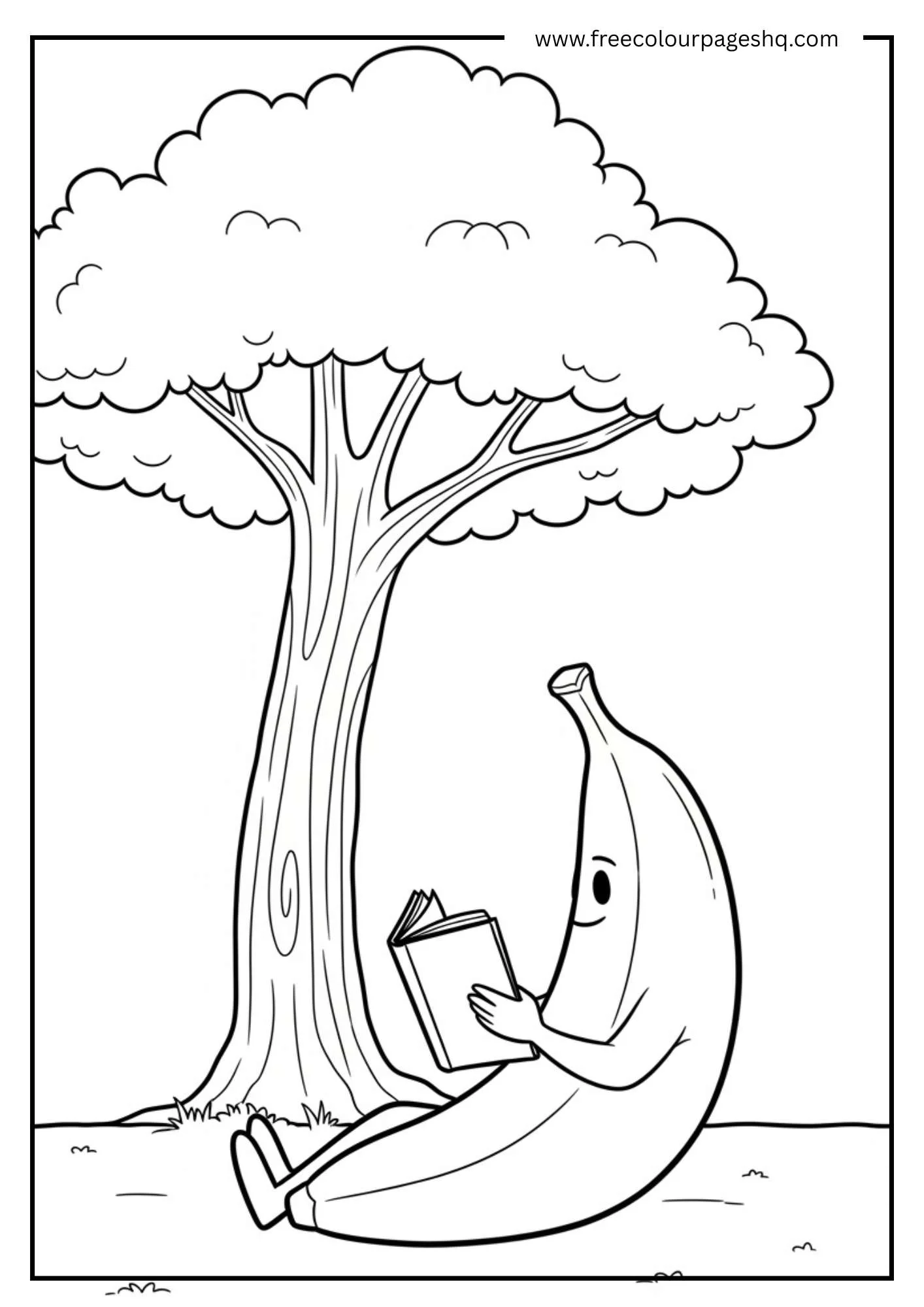 Peely Reading Book Scene Coloring Sheet