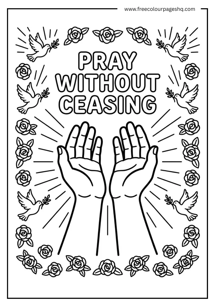 Pray Without Ceasing Bible Verse Coloring Page