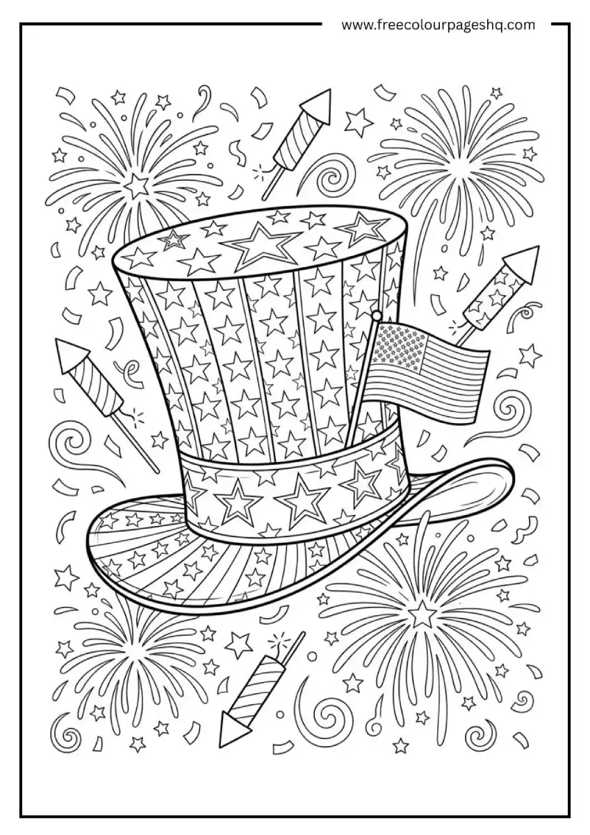 Presidents Hat Independence Day Coloring Page