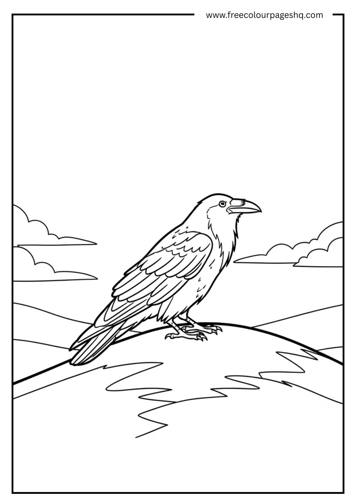 Raven Character Hill Stand Coloring Sheet