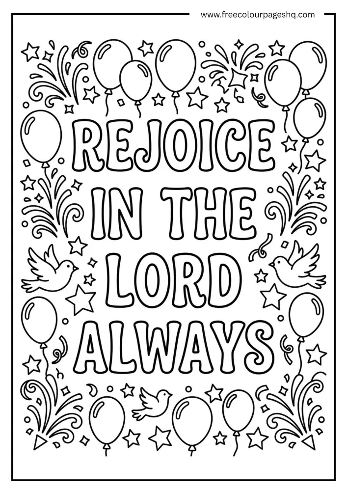 Rejoice In The Lord Always Bible Verse Coloring Page