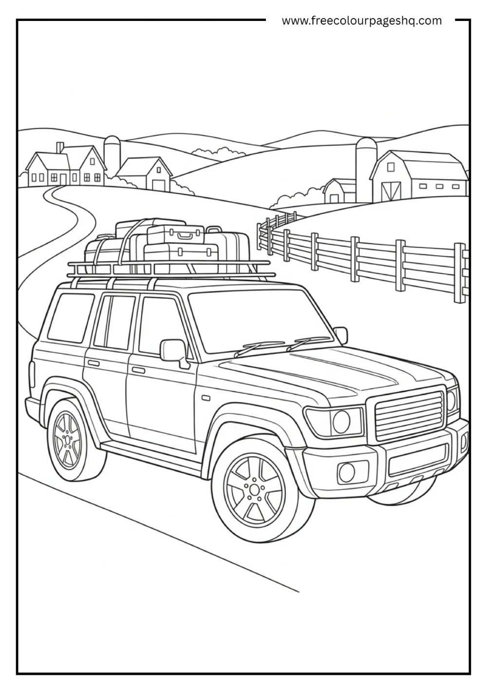 SUV Family Car Coloring Page