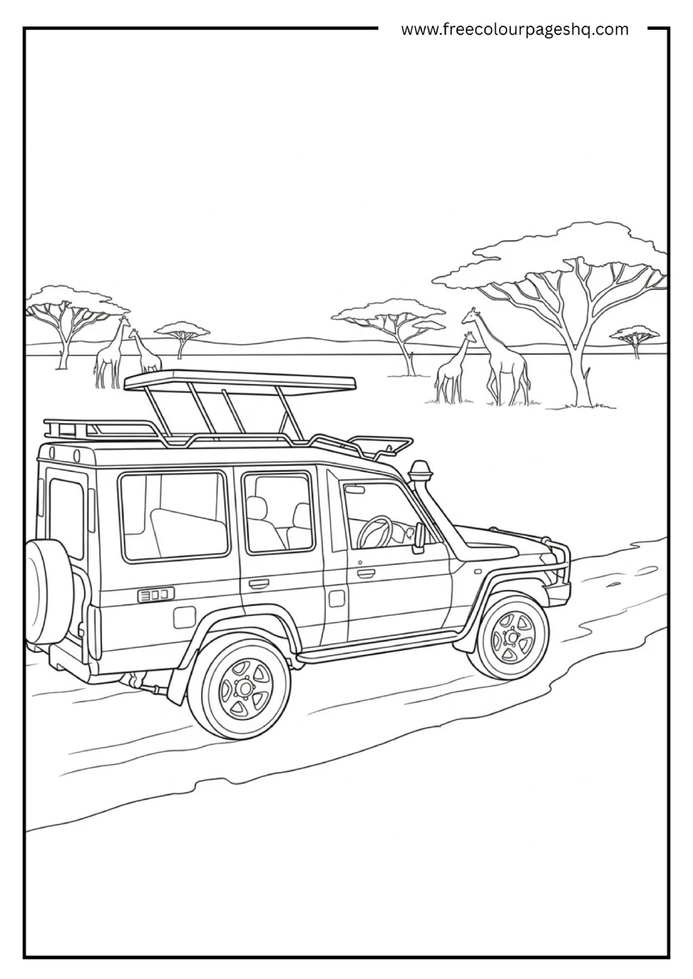 Safari Jeep Coloring Page